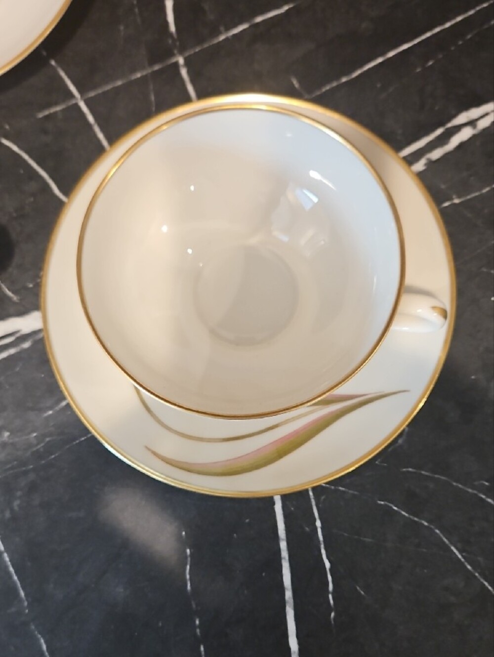 Franciscan Ivory and Gold Leaf Porcelain Tea Set - 6 Piece - Picture 4 of 6